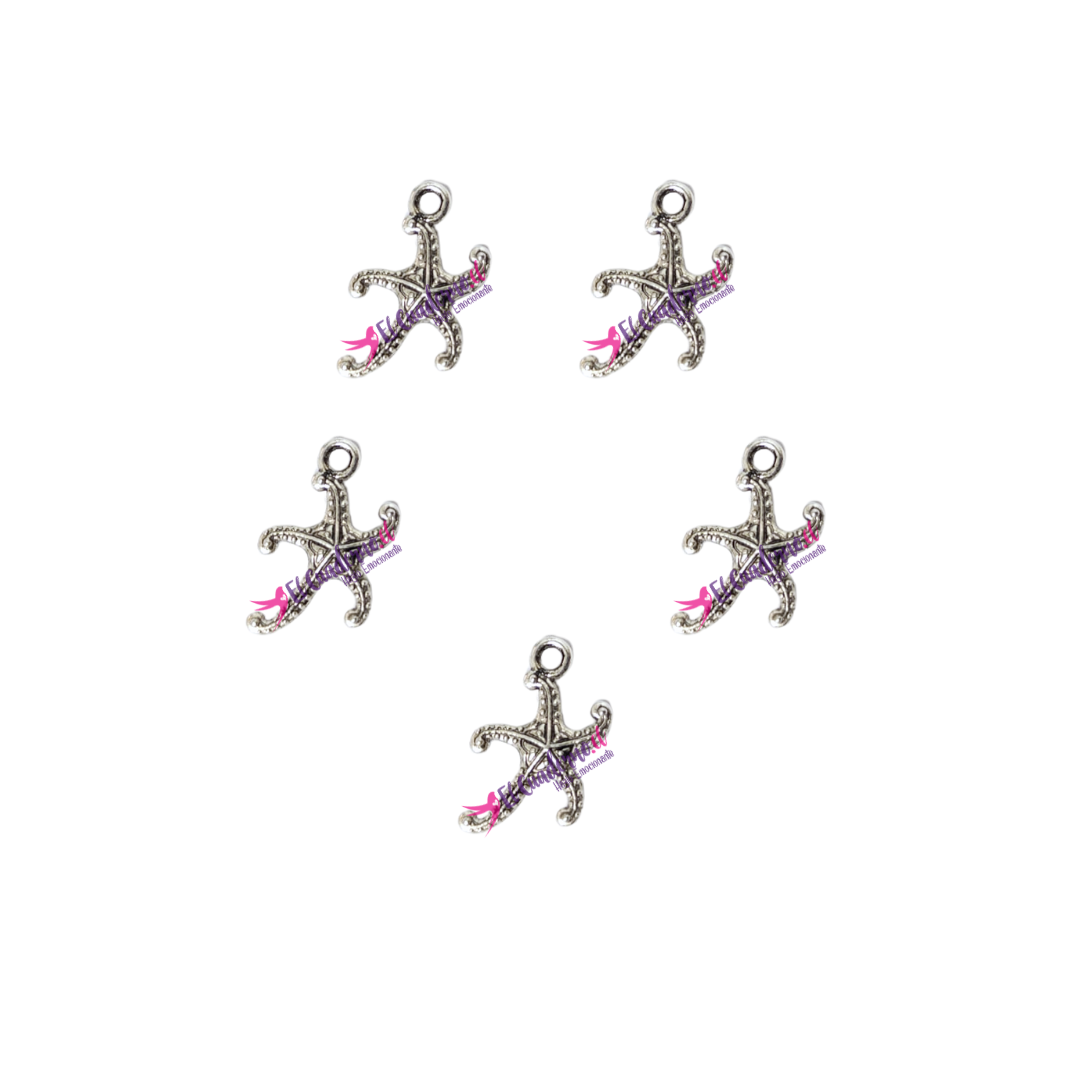 Dije Estrella de mar Metálico, 15x12mm, set de 5 unidades