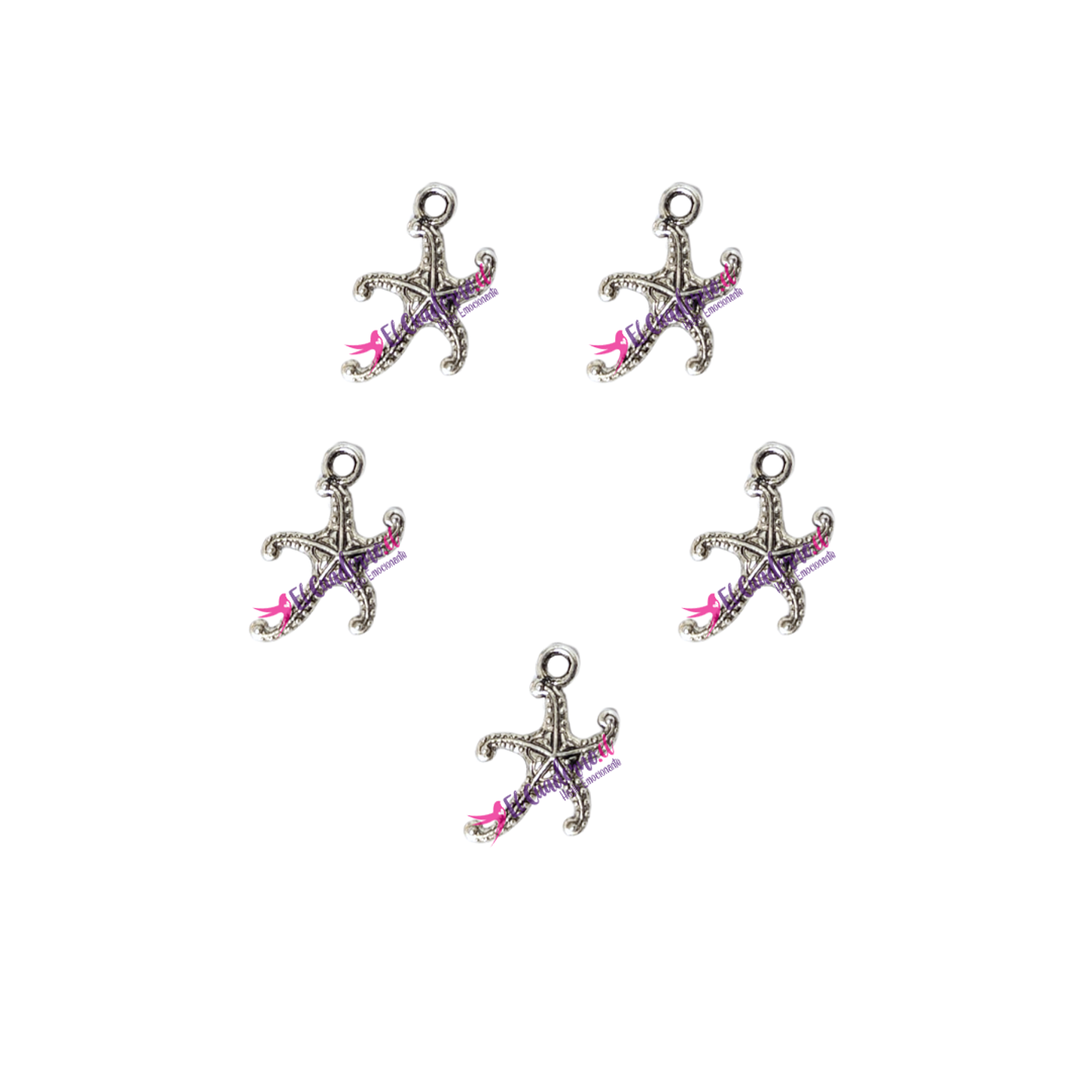 Dije Estrella de mar Metálico, 15x12mm, set de 5 unidades 1