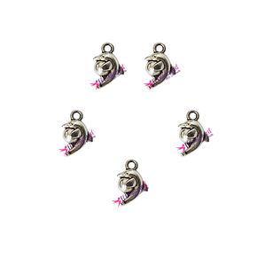Dije Delfín metálico 10x15mm, Set de 5 unidades