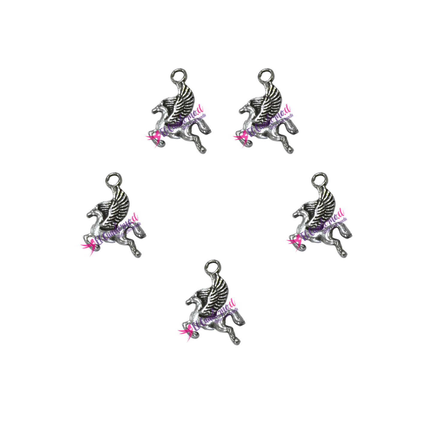 Dije Pegaso Metálico 10x15mm, Set de 5 unidades 1