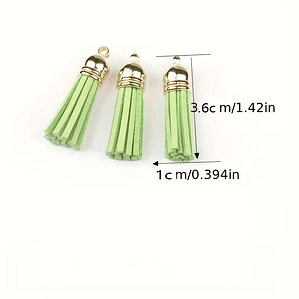 Set de 14 Mini Borlas de Terciopelo con Colgante Dorado, 3x1 cm, Colores Surtidos