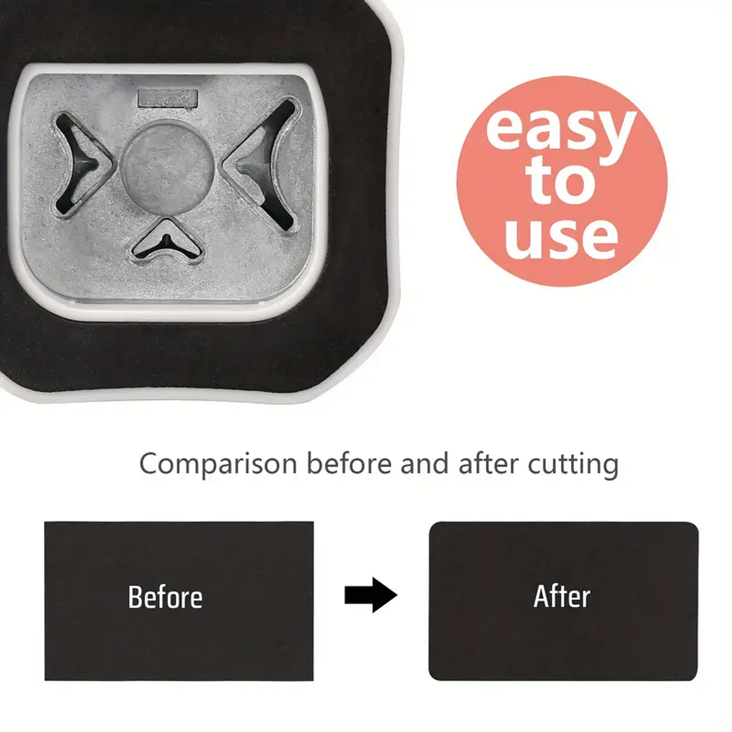 Perforador Redondeador de Esquinas con 3 Cortes, Color Rosado 3 en 1 3