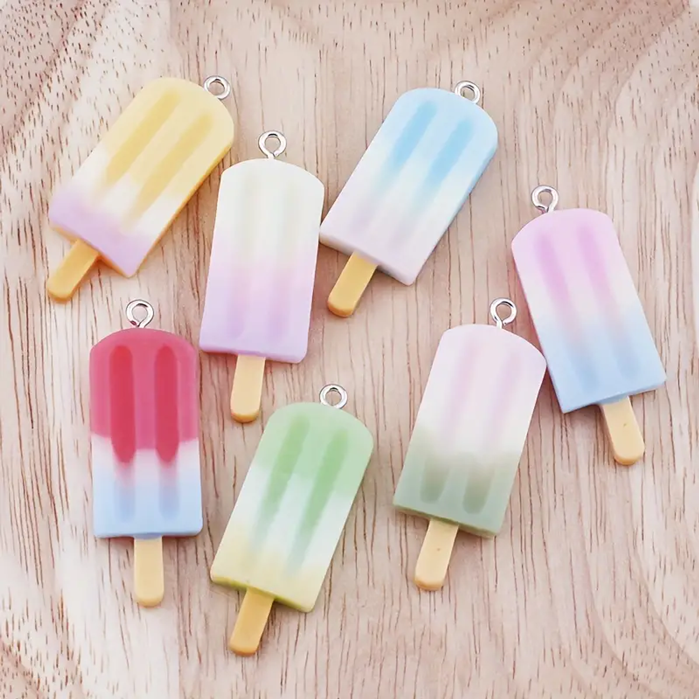 Dije Helados de colores surtidos de Resina, Set de 5 unidades, 33x11mm 3