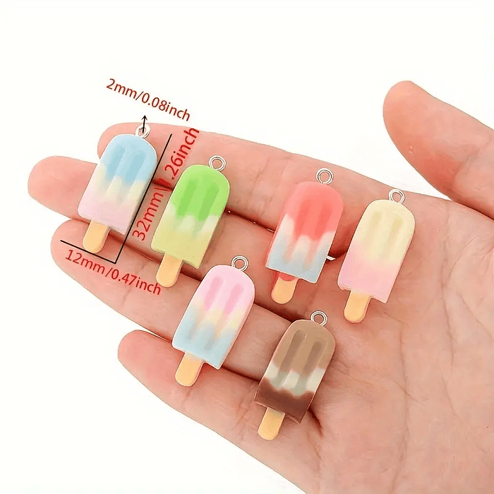 Dije Helados de colores surtidos de Resina, Set de 5 unidades, 33x11mm 5