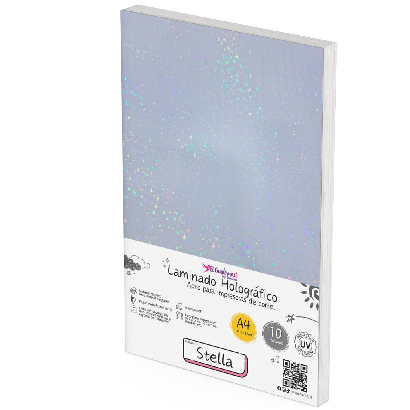Laminado Holográfico STELLA, 10 hojas Tamaño A4 1