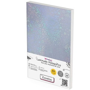 Laminado Holográfico ESTRELLAS, 10 hojas Tamaño A4