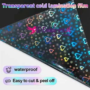 Laminado Holográfico CORAZONES, 10 hojas Tamaño A4