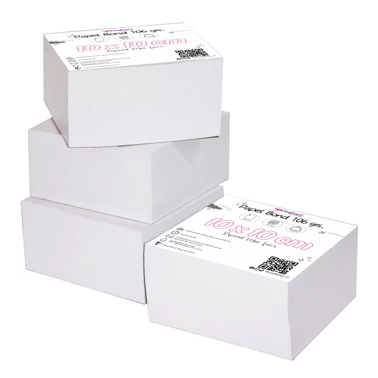 Bond Taco 10x10 cm 106grs. 500 Hojas + 10 TAPAS 2