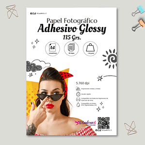 Papel Adhesivo Glossy A4 / 115g / 50 Hojas 