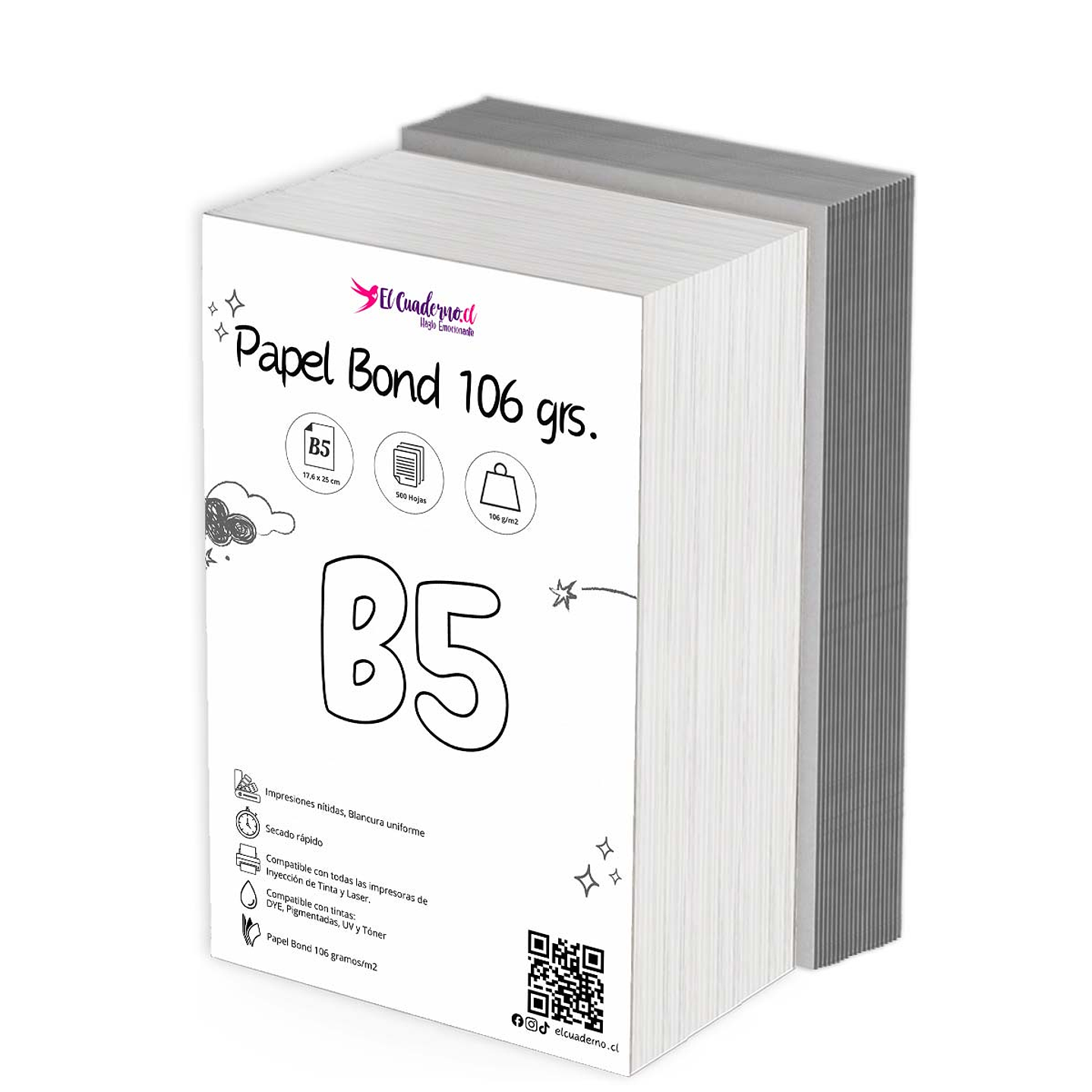 Kit Agendas B5: Resma Papel Bond 106g Mil hojas + 20 Tapas Cartón Piedra – Pack por Mayor 2