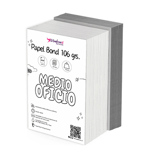 Pack Papel Bond Medio Oficio  106g Mil Hojas más 20 Tapas 