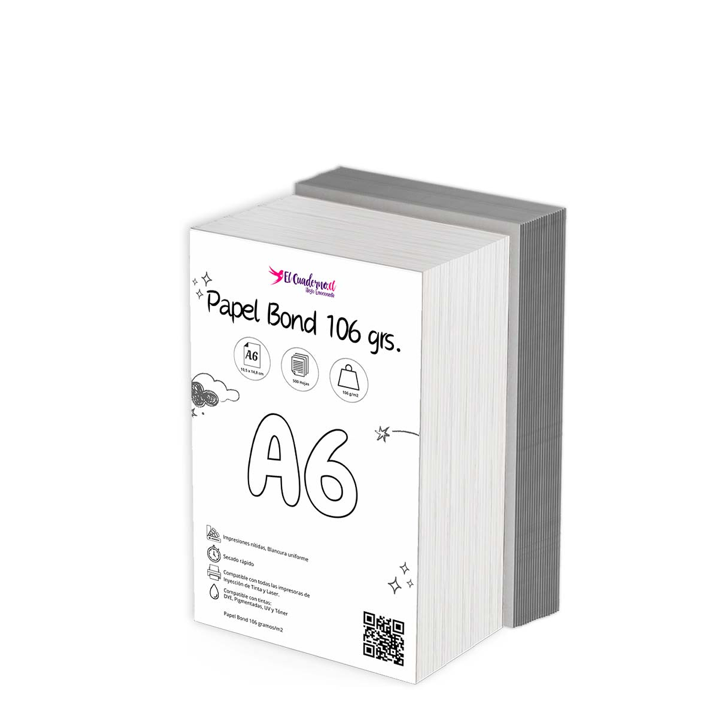Kit Agendas A6: Resma Papel Bond 106g Mil hojas + 20 Tapas Cartón Piedra – Pack por Mayor 2