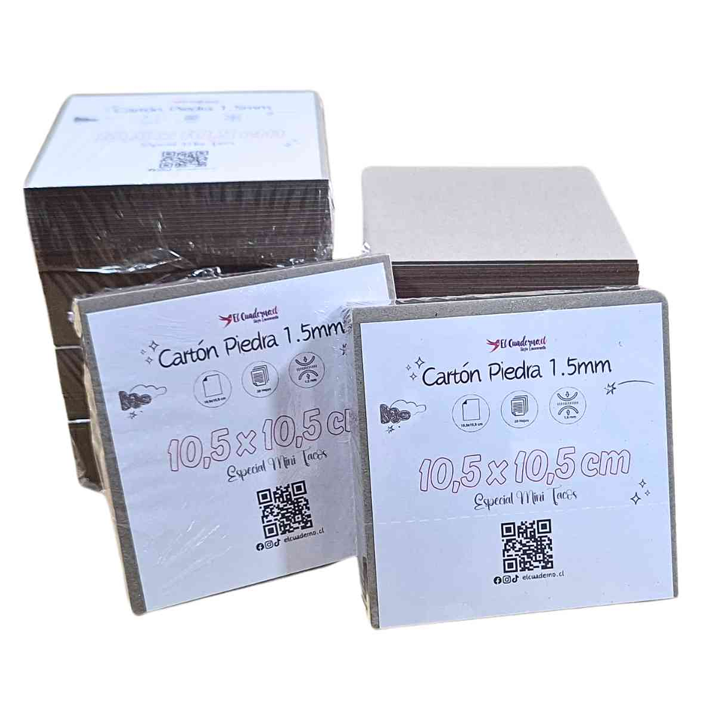 Cartón Piedra 10,5 x 10,5 cm 40 Hojas Mini Taco | 1,5mm 3