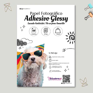 Papel Adhesivo Fotográfico Brillante Antióxido A4/ 135g / 50 Hojas
