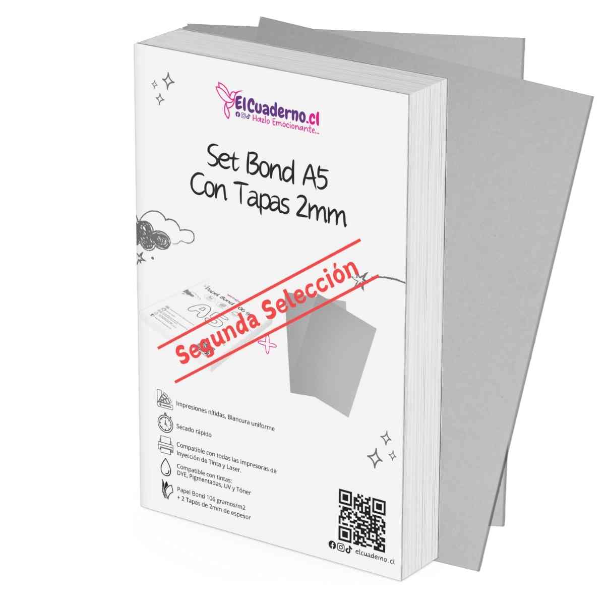 Set Bond A5 con Tapas / Segunda Selección (100 hojas + 2 Tapas)