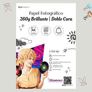 Papel Fotográfico Glossy Doble Faz 260g / 50 hojas