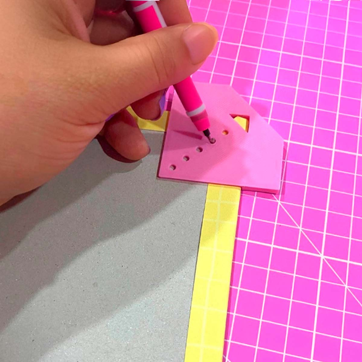 Regla de Ojetillos | Diamante 2 en 1 : corta esquinas y marca elástico 2