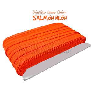 Elástico Plano Salmón Neón 8mm para Agendas y Encuadernación - Rollo 3mt