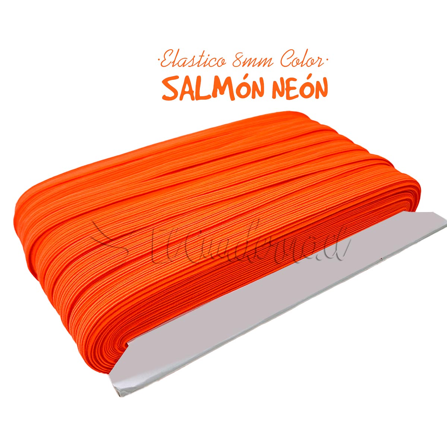 Elástico Plano Salmón Neón 8mm para Agendas y Encuadernación - Rollo 3mt 1