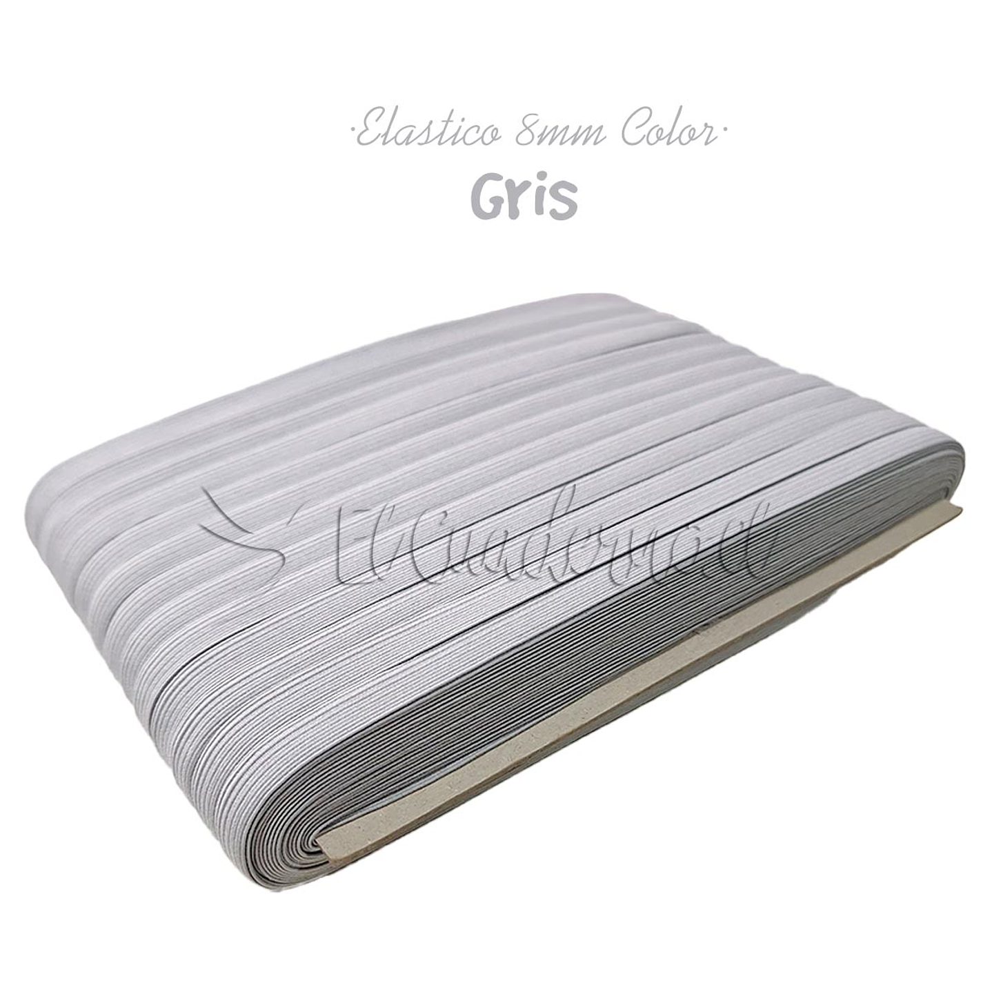 Elástico Plano Gris 8mm para Agendas y Encuadernación - Rollo 3mt 1