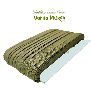 Elástico Plano Verde Musgo 8mm para Agendas y Encuadernación - Rollo 3mt