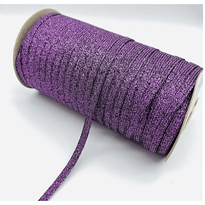 Elástico Glitter MORADO 6mm  Agendas y Encuadernación - Rollo 3mt