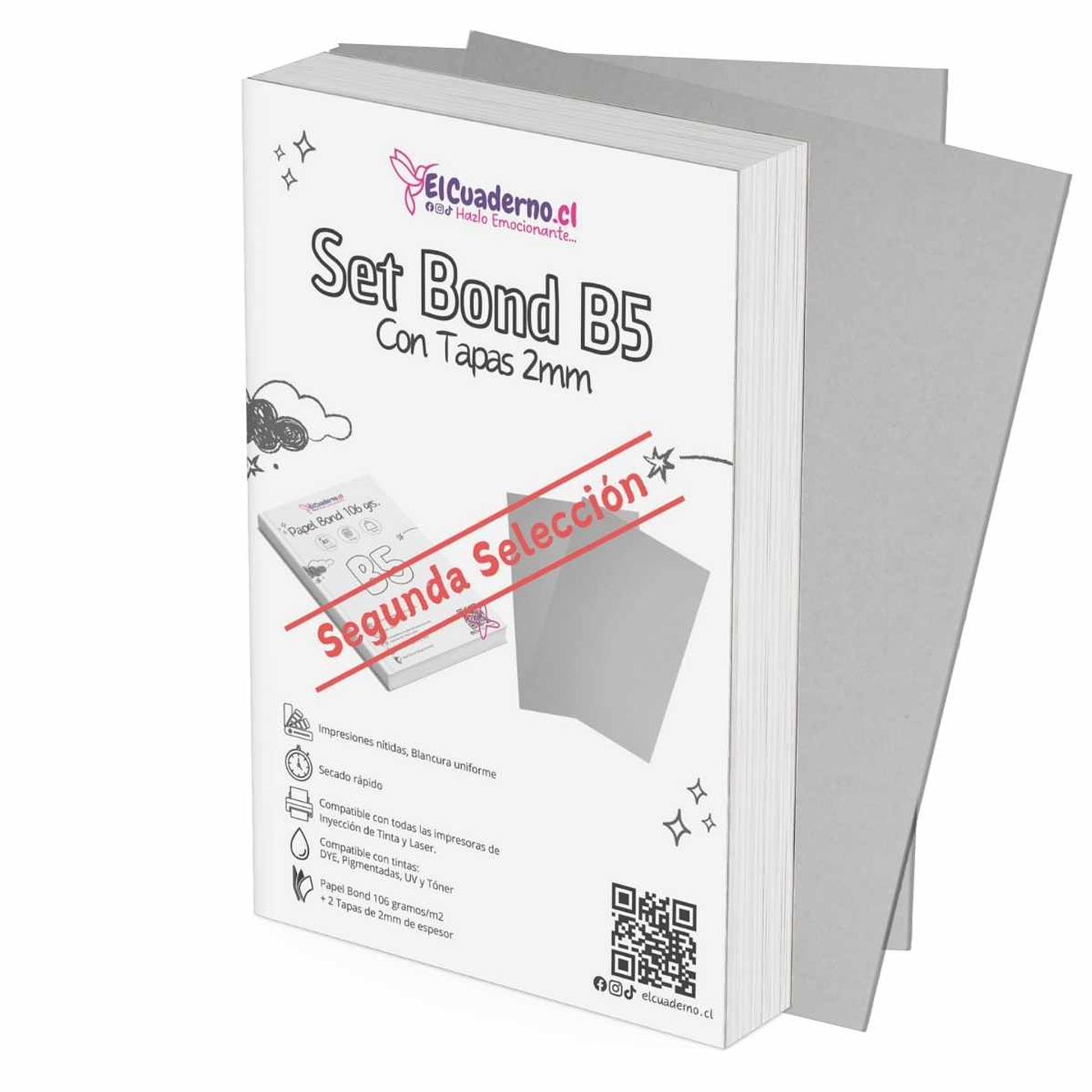 Set Bond B5 con Tapas / Segunda Selección (100 hojas + 2 Tapas) 1