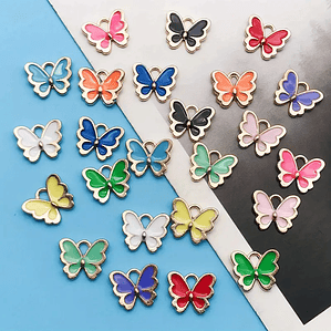 Dije Mariposa Esmaltado Colores surtidos, Set de 5 Dijes