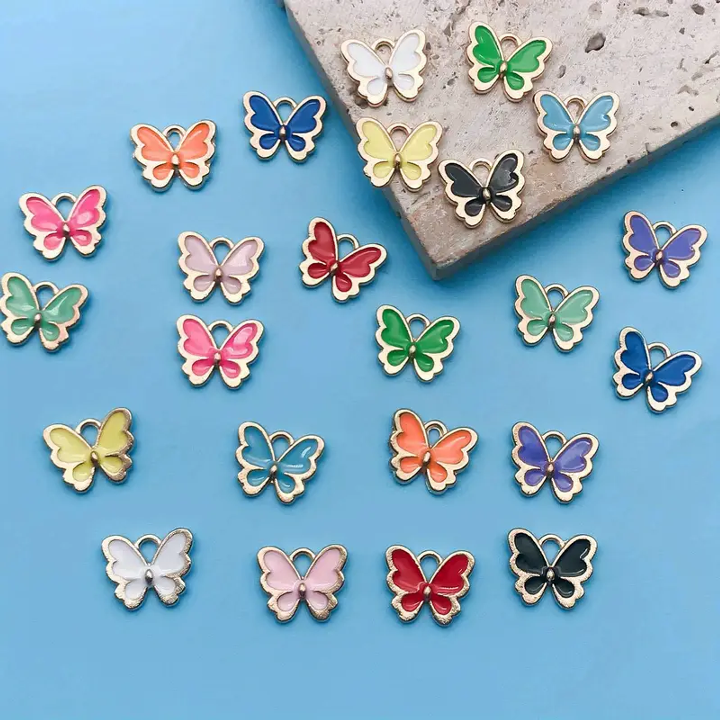 Dije Mariposa Esmaltado Colores surtidos, Set de 5 Dijes 3