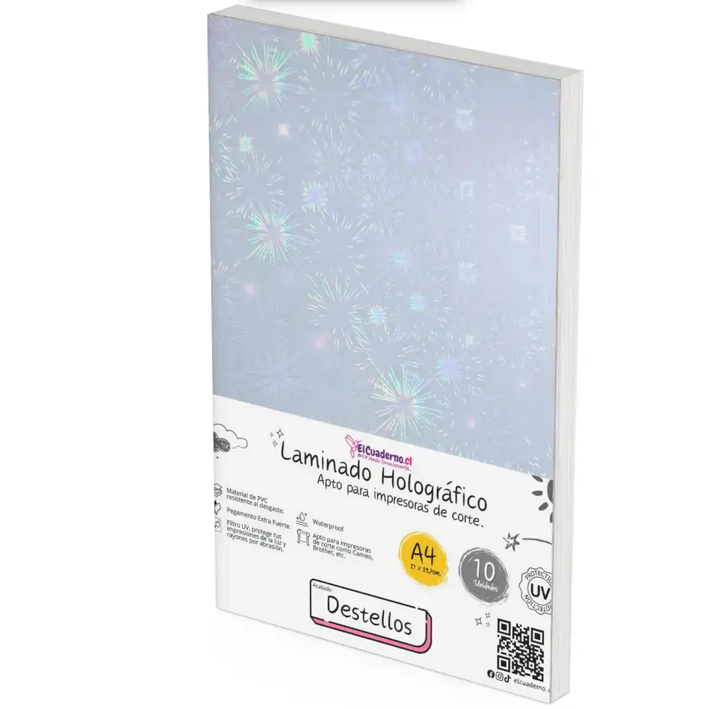 Laminado Holográfico Destellos, 10 hojas Tamaño A4 1
