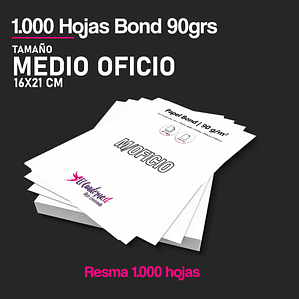 Medio Oficio PACK BOND 1.000 HJS | 90 GRS  x Mayor