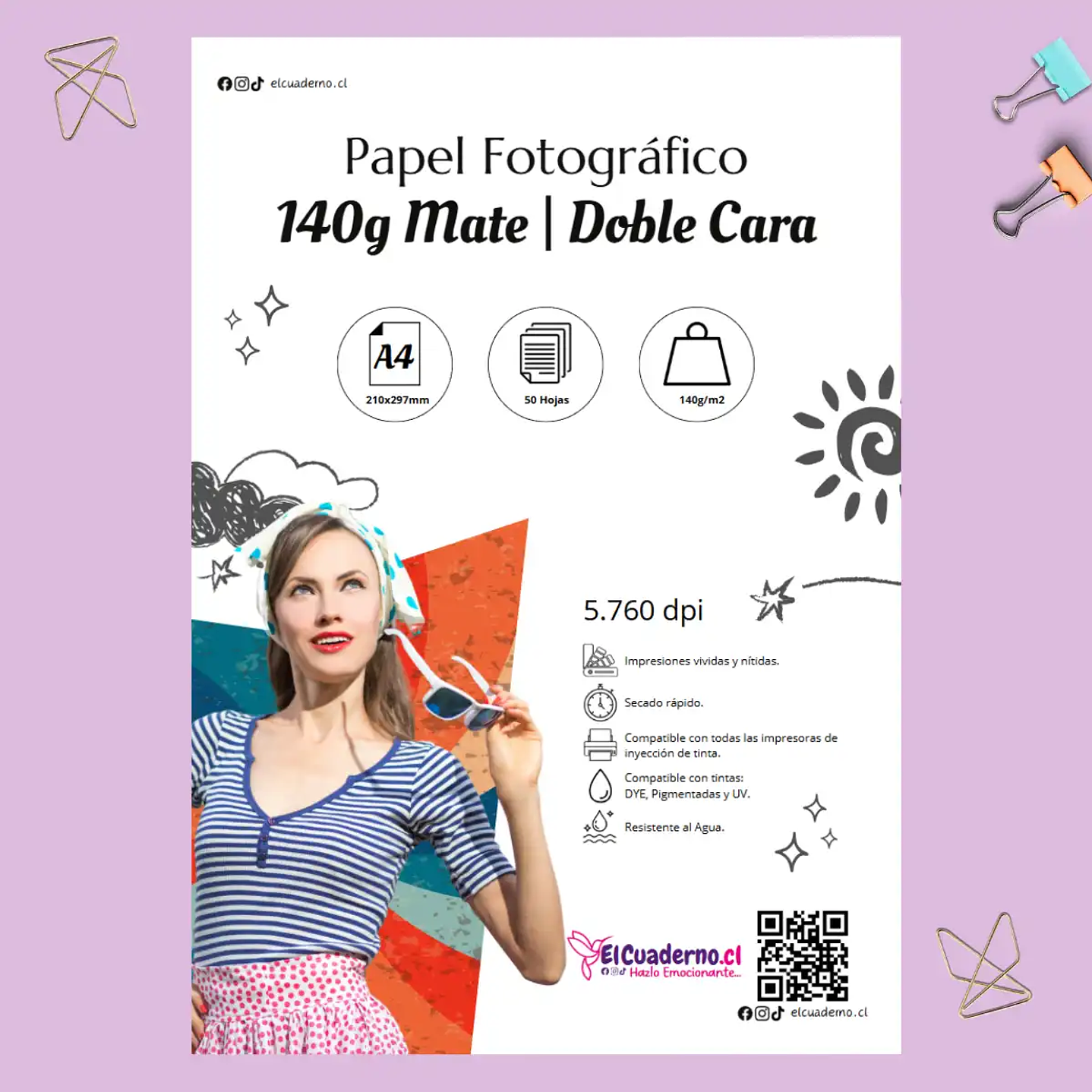 Papel Fotográfico Mate 140g Doble Cara - 50 Hojas 1
