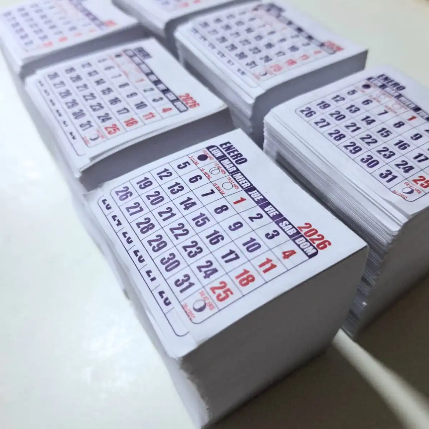 Pack Mini Taco Calendario 2026, 100 Unidades 7x5,5 Cm 1