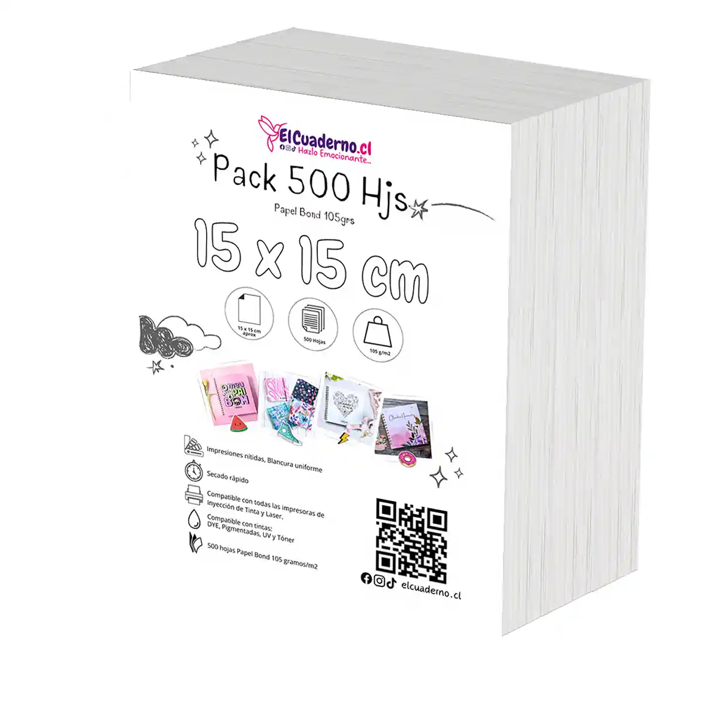 Bond 15x15 cm Resma 500 hojas | 105grs 1