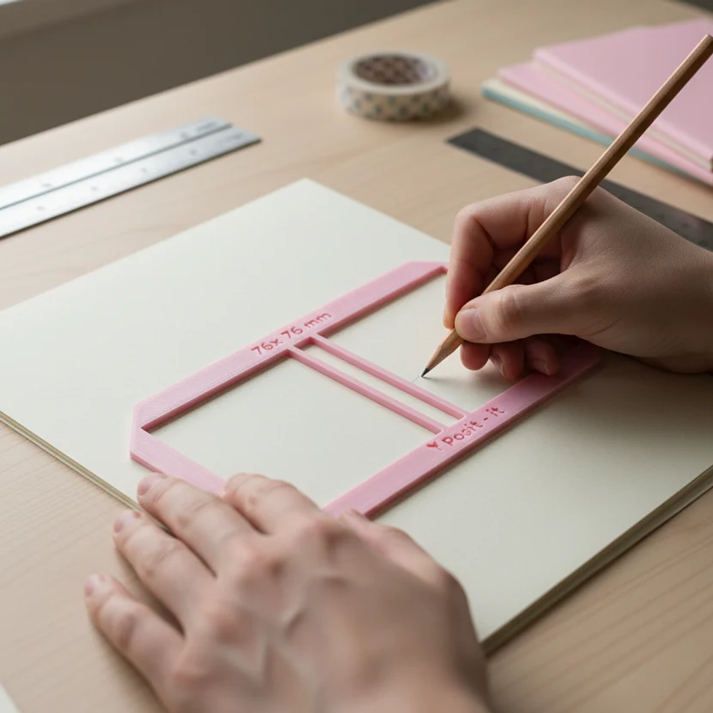 Regla post it 76x76 mm - PLA 3D 2