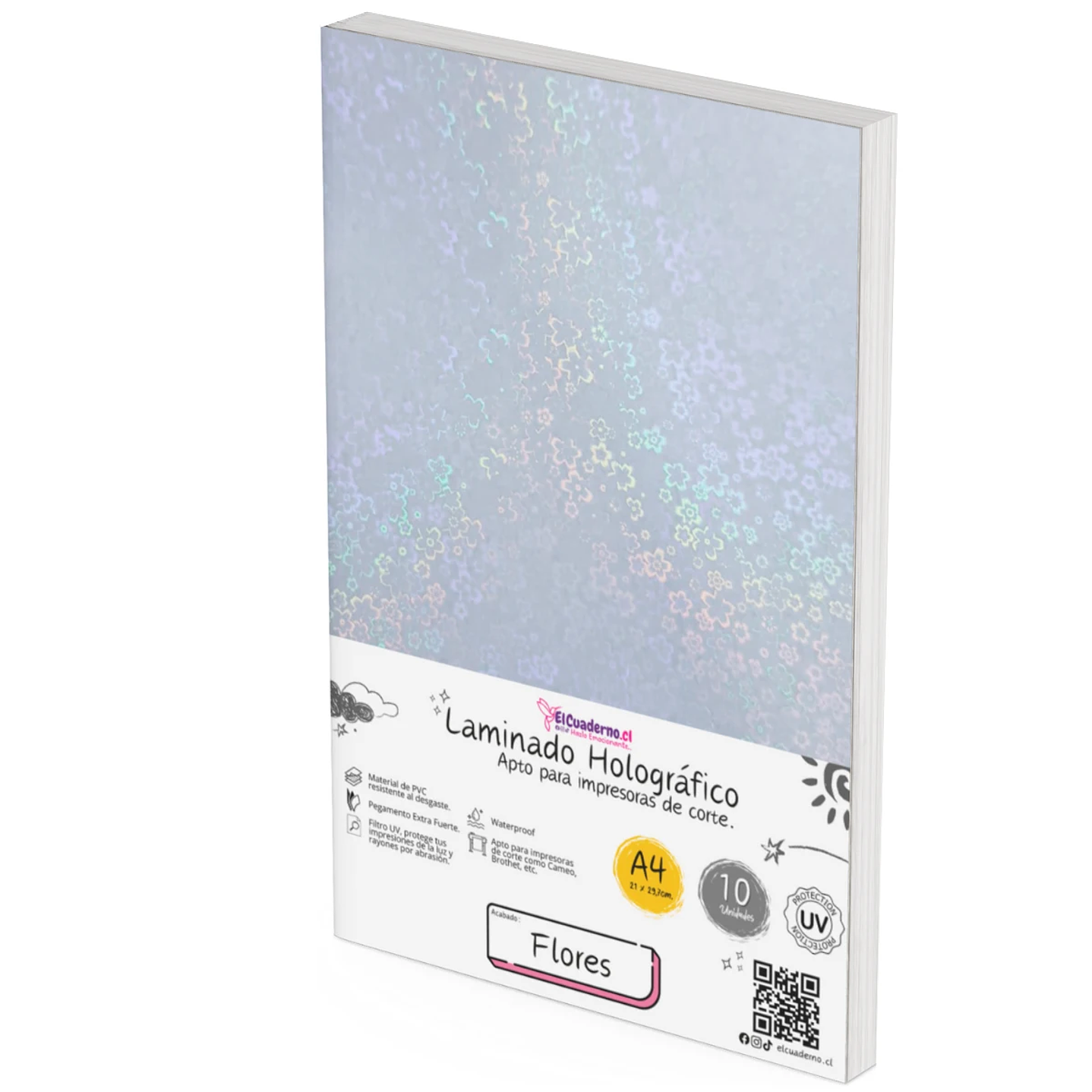 Laminado HolográficoDiseño FLORES 10 hojas Tamaño A4 1