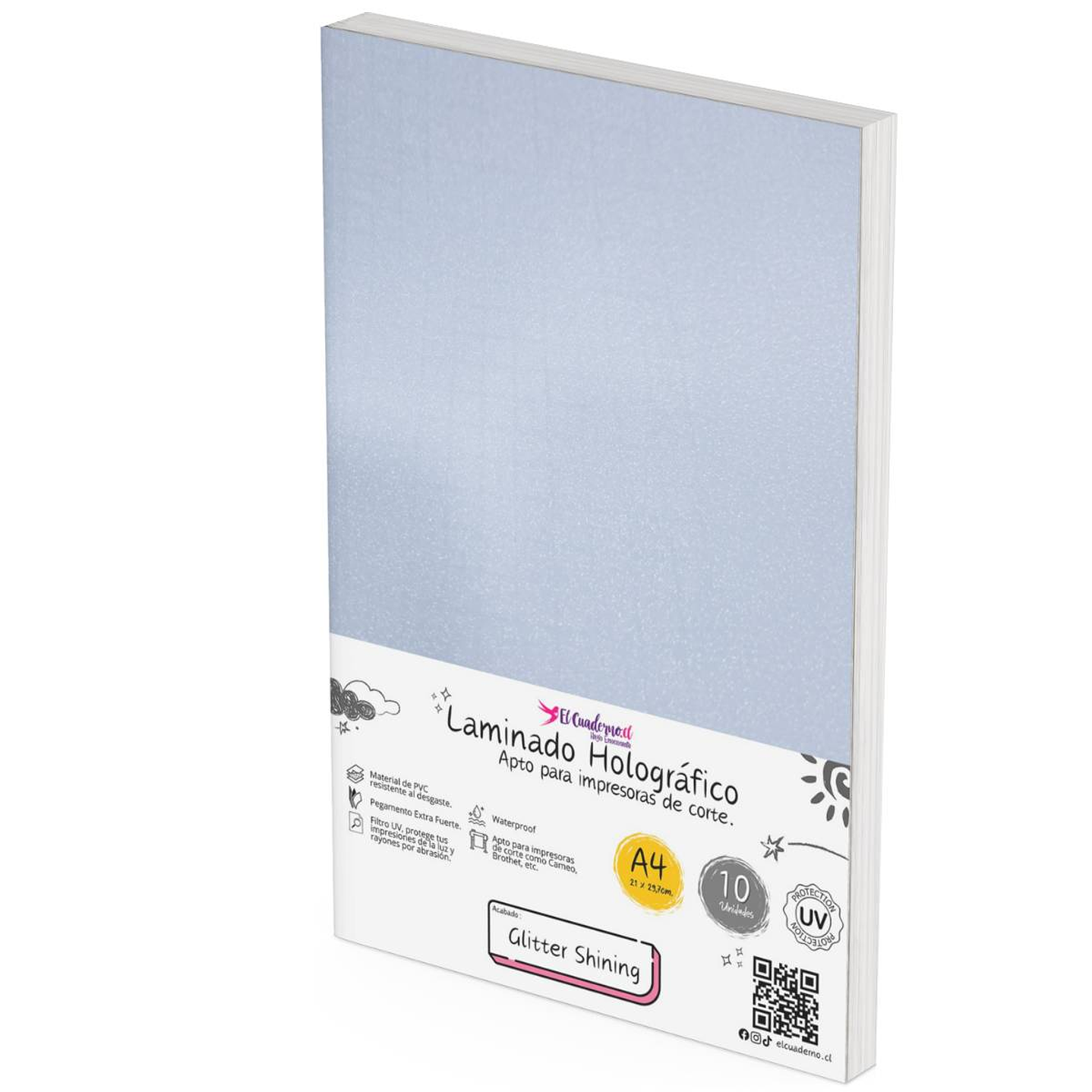 Laminado Holográfico Glitter con Textura, 50 hojas Tamaño A4 1