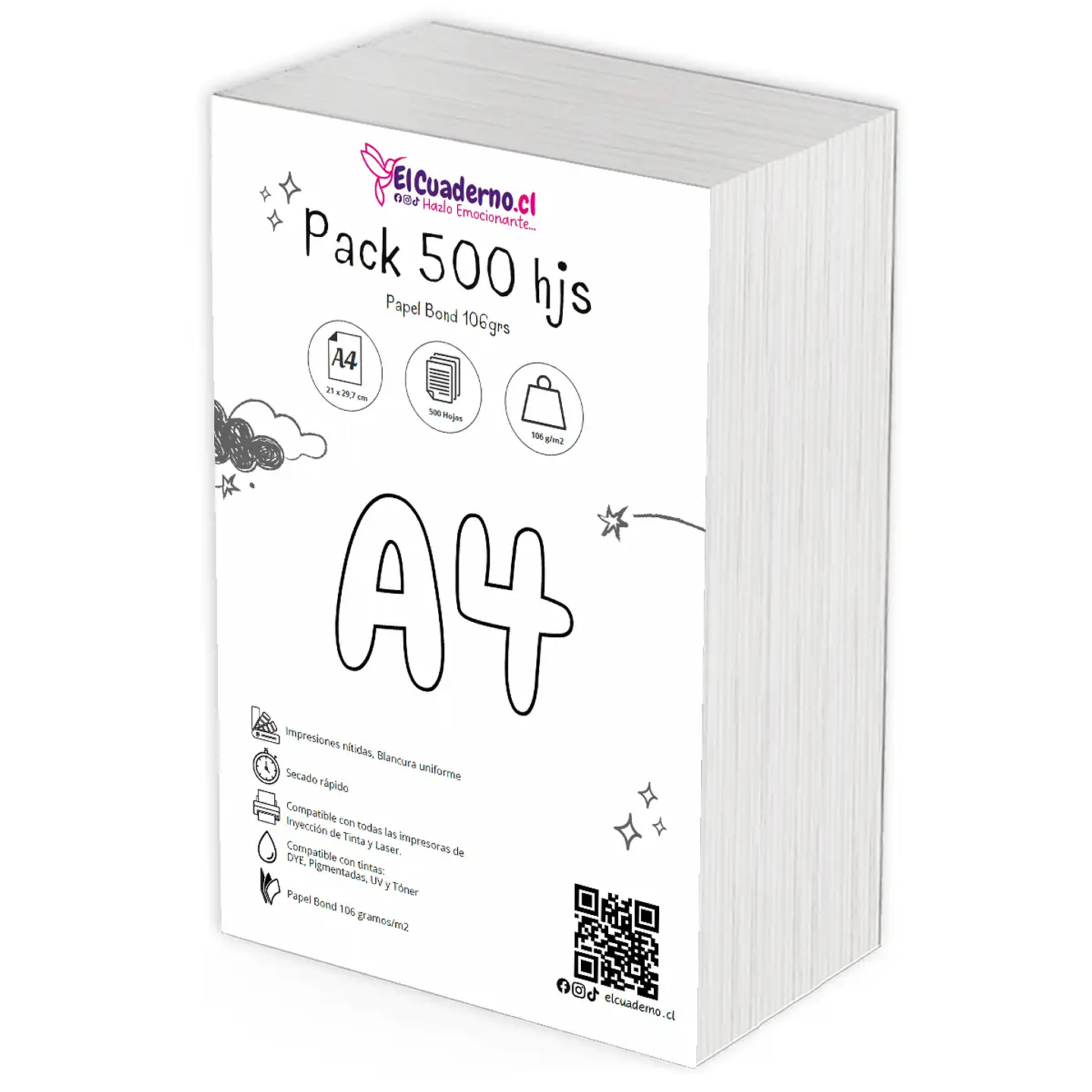 Bond Tamaño A4 500 hojas 106grs 1