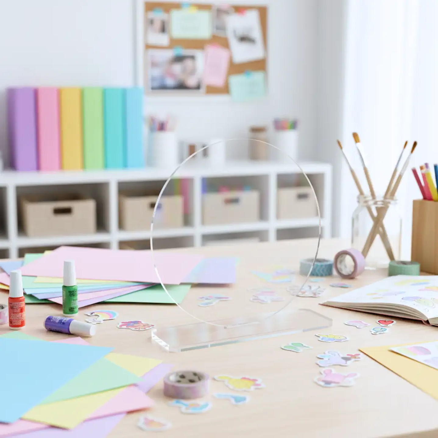 Galvano Redondo 10×10 cm Con Base Acrílico Transparente - Personalizable 2