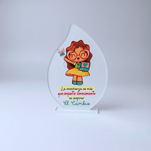 Galvano Hoja 13×9cm Con Base Acrílico Blanco- Personalizable