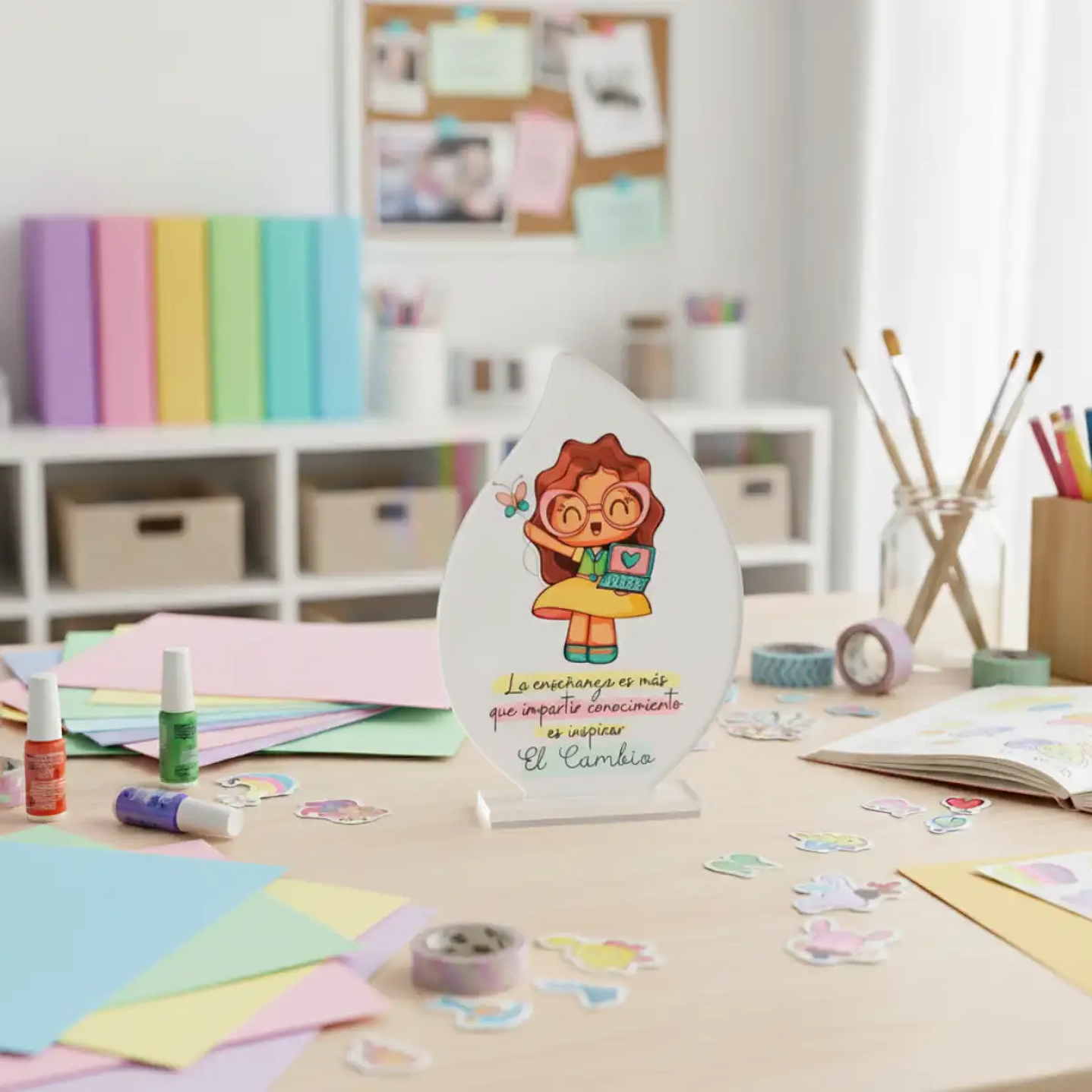 Galvano Hoja 13×9cm Con Base Acrílico Blanco- Personalizable 2