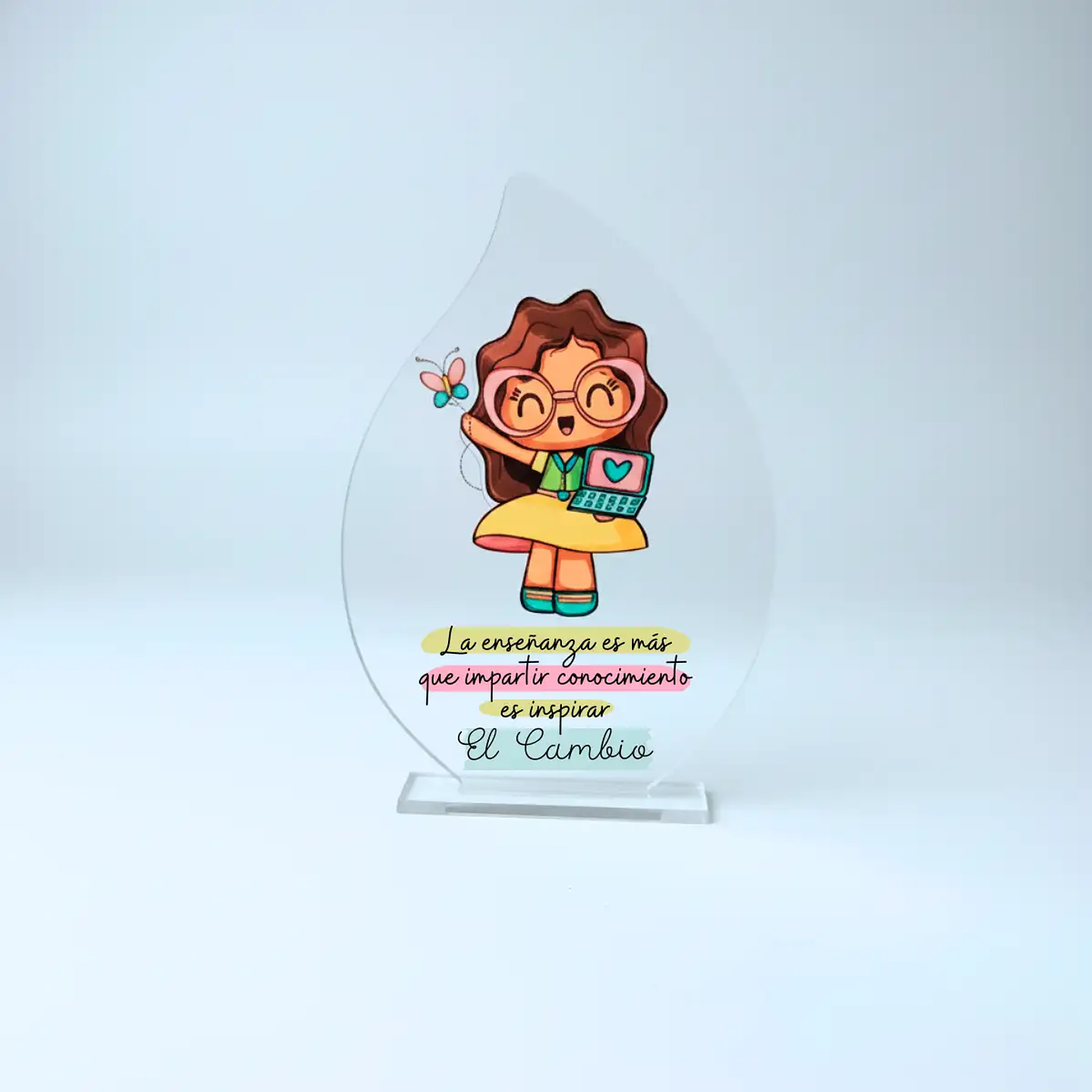 Galvano Hoja 13×9cm Con Base Acrílico Transparente- Personalizable 1