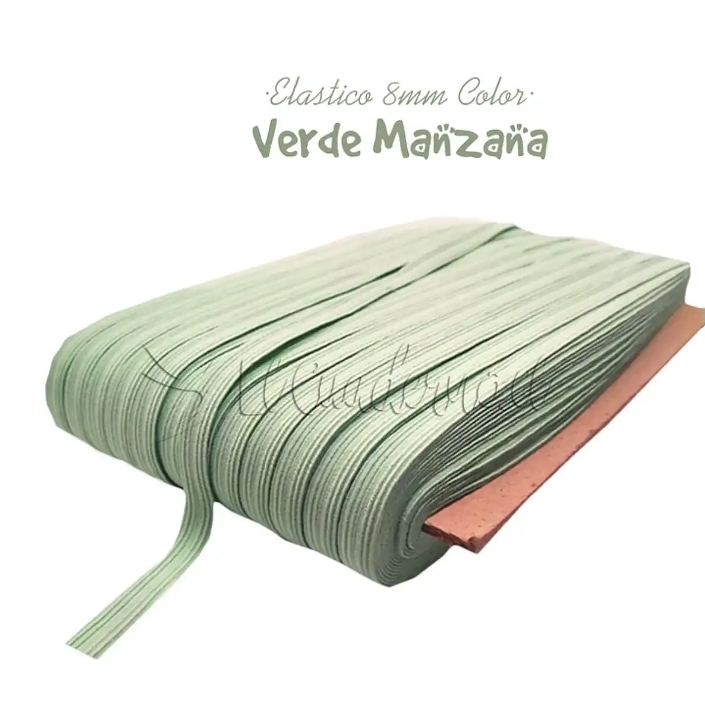 Elástico Plano Verde Manzana 8mm para Agendas y Encuadernación - Rollo 3mt 1