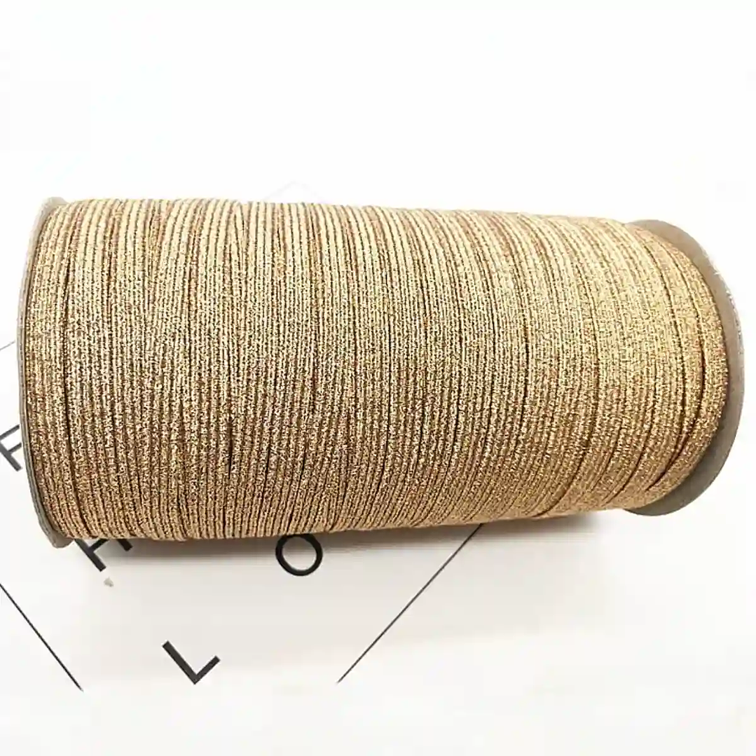 Elástico Glitter CHAMPAGNE 6mm  Agendas y Encuadernación - Rollo 3mt 1