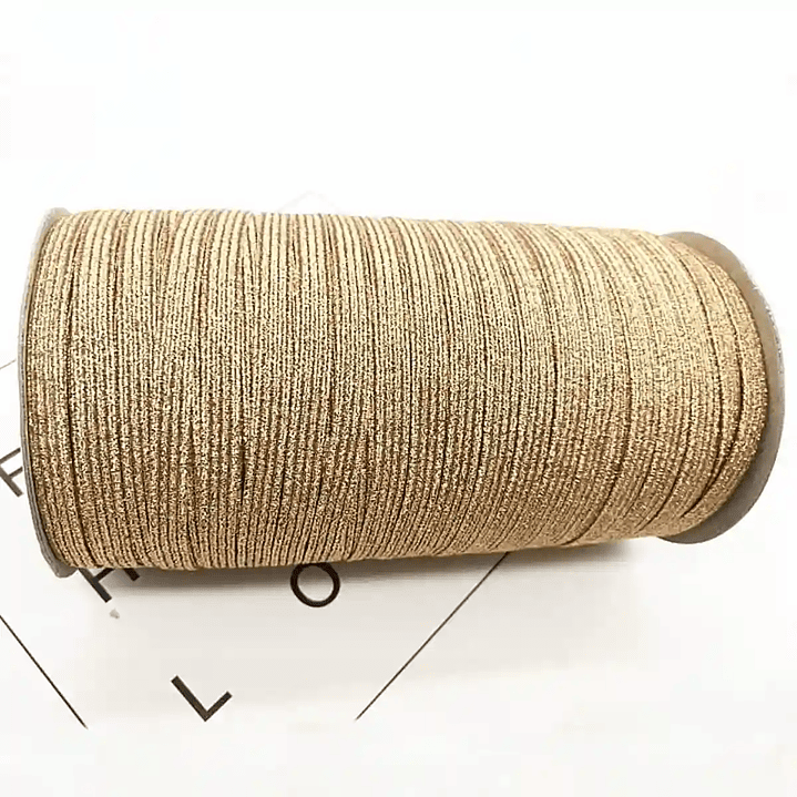 Elástico Glitter CHAMPAGNE 6mm  Agendas y Encuadernación - Rollo 3mt 1