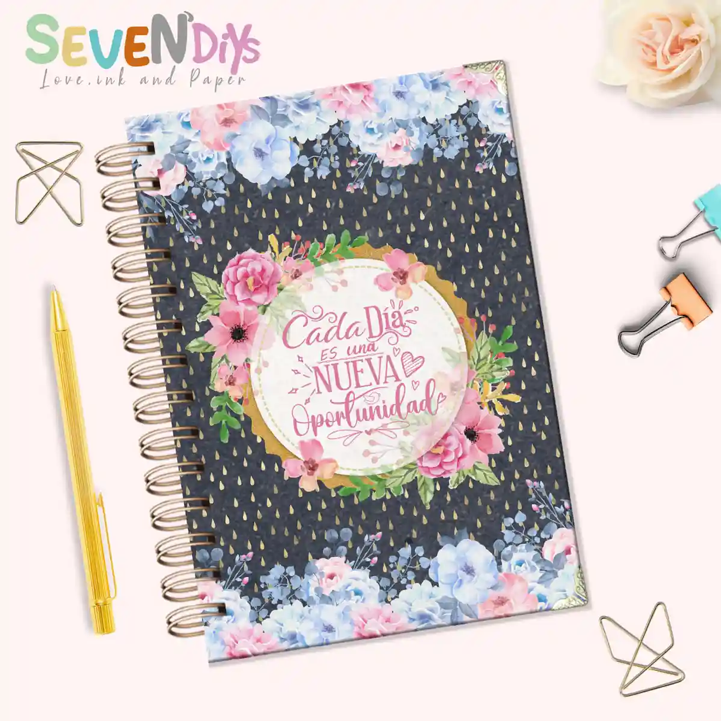 Portadas Florales Digitales Con Frases Motivacionales, cubierta planificador, portadas para agenda, fondos bonitos, Florales 7