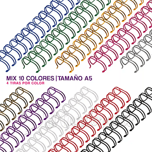 Mix Anillo 19mm con 10 colores, Tamaño A5,  40 unidades (4 tiras por color)