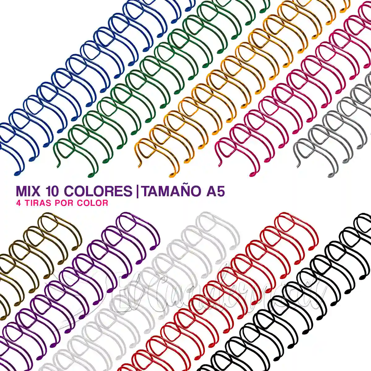 Mix Anillo 19mm con 10 colores, Tamaño A5,  40 unidades (4 tiras por color) 1