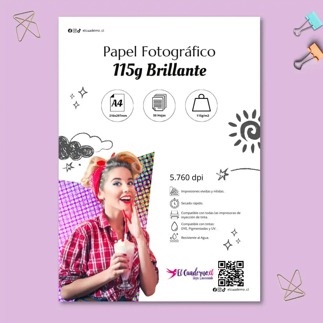 Papel Fotográfico 115 grs A4 100 Hojas Brillante 1