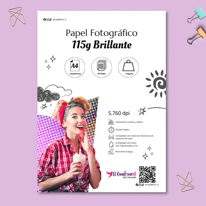 Papel Fotográfico 115 grs A4 100 Hojas Brillante 1